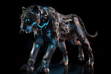 Blue Cheetah Electronic Robot Background Generative AI