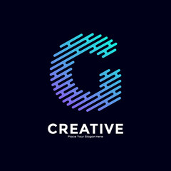 G letter with line style gradient color vector logo template. Suitable for business, technology, minimalist letter, initial modern name and creative monogram style