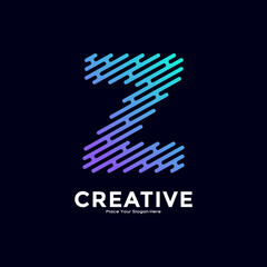 Z letter with line style gradient color vector logo template. Suitable for business, technology, minimalist letter, initial modern name and creative monogram style
