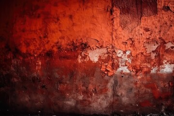 peeling red and black painted wall with texture and detail. Generative AI