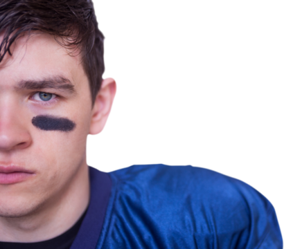 American football player looking at the camera