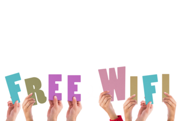 Hands holding up free wifi