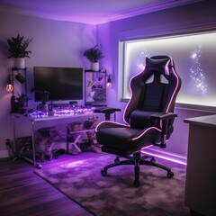 Gaming Room Concept Ideas with led and gaming chair