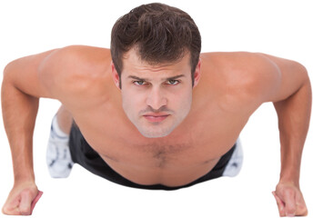 Obraz premium Fit shirtless man doing push ups