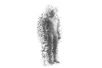 Composite gray pixelated 3d man