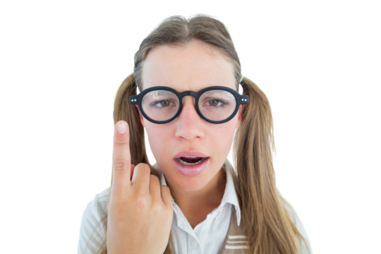 Female geeky hipster looking confused 