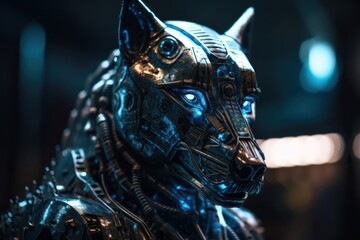 Blue Wolf Cyber Robot Design Generative AI