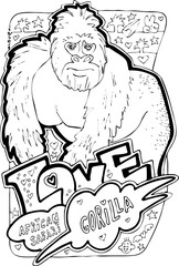 African safari wild animals, vector colouring page for kids and adults. Hand drawn contour line illustration for coloring, One of set collection design for book.