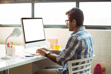 Business executive working on computer