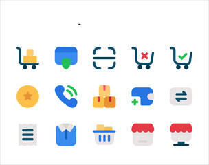 ecommerce - Online shopping icon set style collection, vector clipart