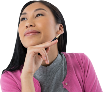 Woman smiling against white background