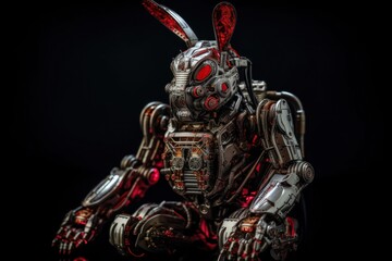 Red Bunny Cyber Robotic Creature Portrait Generative AI