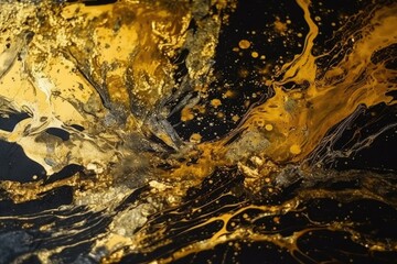 Obraz na płótnie Canvas macro photograph of a textured yellow and black surface. Generative AI