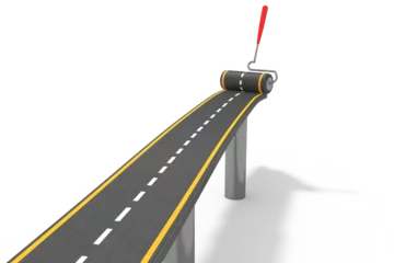 Gordijnen Digital composite image of paint roller making road © vectorfusionart