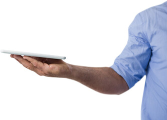 Man holding digital tablet