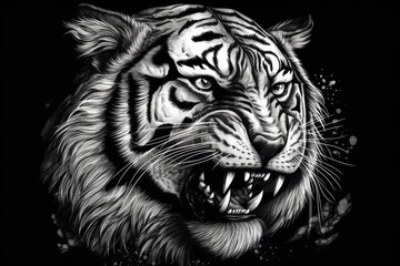 tiger tattoo logo created with ink from a predator's hands. Generative AI