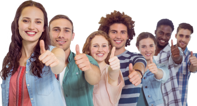 Fashion students showing thumbs up