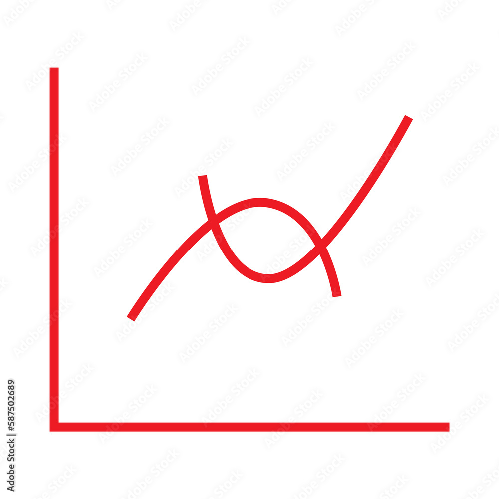 Poster red curve graph on white background