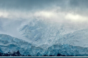 Chinstrap Penguin Riding on an iceberg in Admiralty Bay in Antarctica