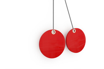Digital composite image of circular blank red sale tags