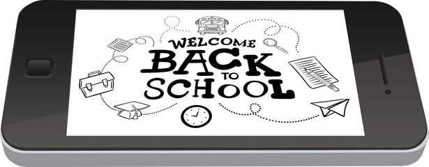 Welcome back to school message displayed on a smart phone