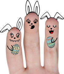 Digitally generated image of fingers representing Easter bunny