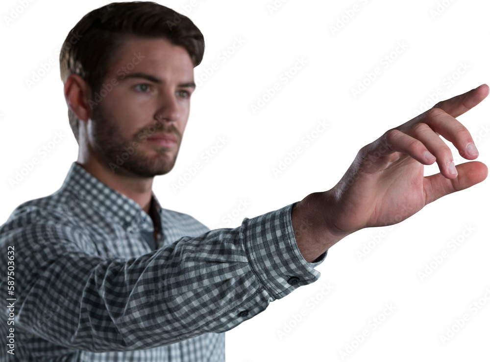 Poster man using invisible screen