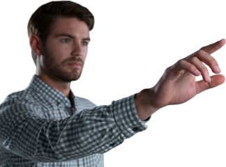 Man using invisible screen