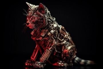 Red Kitten Robotic Creature Portrait Generative AI