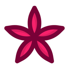 Geometric flower design element shapes pink color. Figures, stars, spiral flower and circles no background