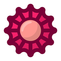 Geometric flower design element shapes pink color. Figures, stars, spiral flower and circles no background