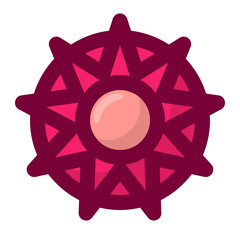 Obraz premium Geometric flower design element shapes pink color. Figures, stars, spiral flower and circles no background