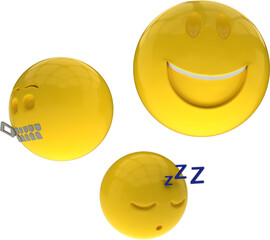 Three dimensional image of different emoticons