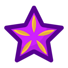 Geometric flower design element shapes purple color. Figures, stars, spiral flower and circles no background