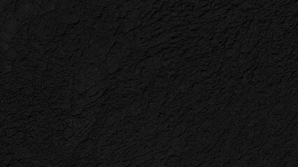 Cement wall panorama painted black with rough lines texture and seamless background, abstract black background. Texture of black plaster. Dark rough