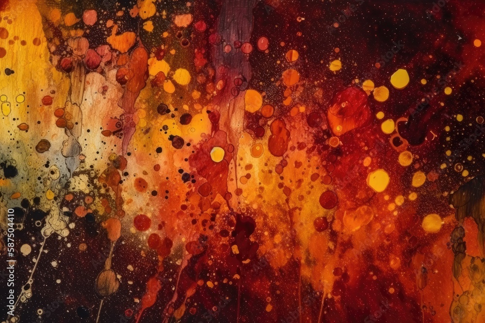 Poster colorful abstract painting with various shapes and patterns. generative ai