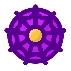 Geometric flower design element shapes purple color. Figures, stars, spiral flower and circles no background