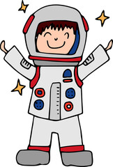 Graphic image of boy in astronaut costume