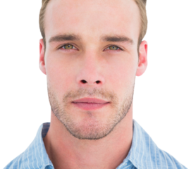 Unsmiling handsome looking at camera