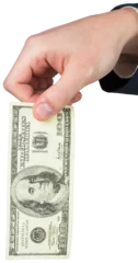 Gordijnen Hand holding hundred dollar bill © vectorfusionart