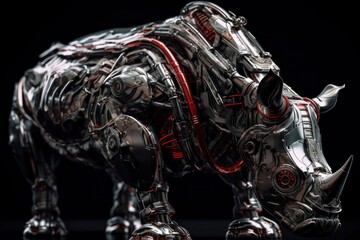 Red Rhino Electronic Robotic Creature With Copyspace Generative AI