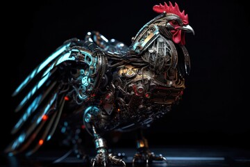 Red Rooster Robot Portrait Generative AI