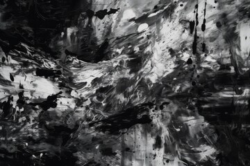 abstract black and white painting with thick brushstrokes. Generative AI