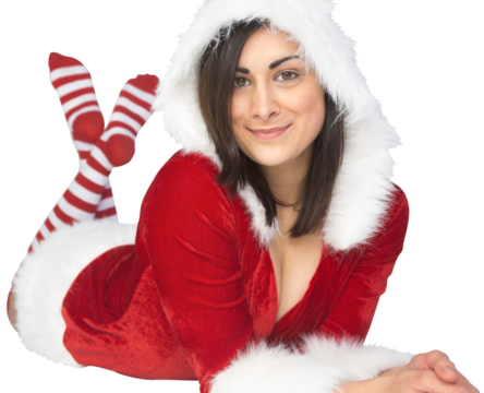 Pretty girl smiling in santa outfit