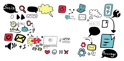 Composite image of business icons against white background 