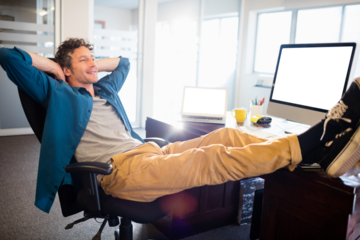 Happy businessman relaxing