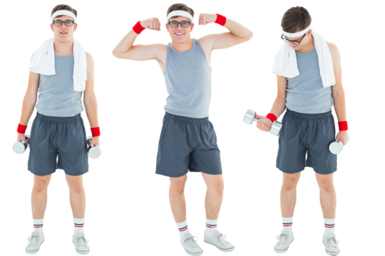 Nerd working out