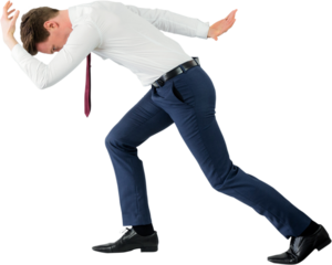 A businessman starting to run