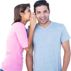Woman telling secret to her partner 