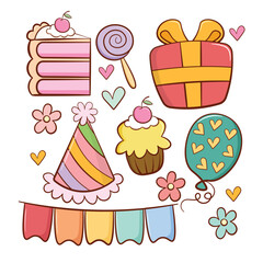 Birthday card with cake and balloons